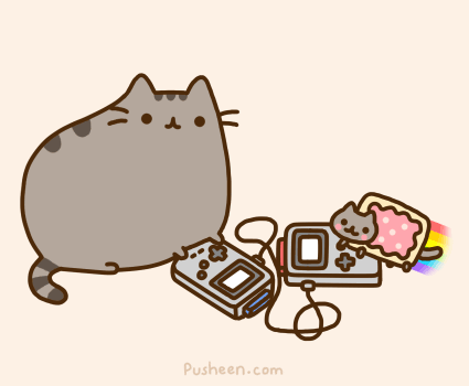 pusheen_and_nyan_cat_playing.gif